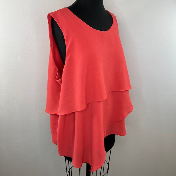 Soft Surroundings Orange Knit Asymmetric Layered Tank Sleeveless Blouse Plus 2X - Picture 3 of 7